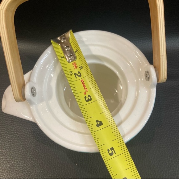 DAVID’S TEA Never Used Green Leaf Motif Gold Accent Wood Handle Tea  Pot - Picture 7 of 15